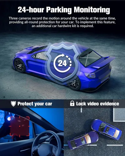 Vista 5 de Cámara de tablero para automóviles, cámara 4K Full UHD para automóvil frontal y trasera con tarjeta de 32 GB, visión súper nocturna integrada