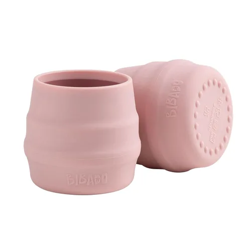 BIBaDO - Vaso de silicona para bebé, color rubor (paquete de 2) - Copas de silicona de entrenamiento abiertas - Agarre suave, antideslizante, base