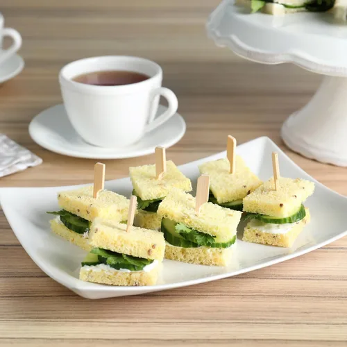 Vista 5 de Minisland Premium 3.5 Pulgadas Cuadradas Mini Palillos de Bambú Pequeños para Aperitivos, Kabobs de Fruta, Sándwiches, Cóctel, Fiesta, Palos