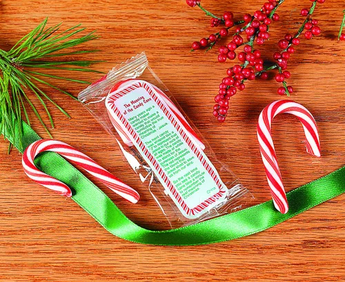 Vista 4 de Fun Express Scripture Bastones de Caramelo a Granel - 40 bastones de caramelo de Navidad de menta envueltos individualmente con mensaje religioso