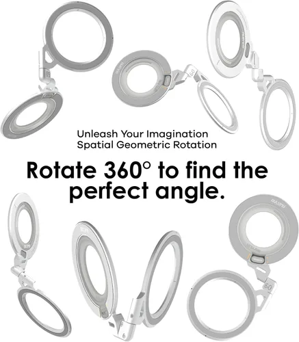 Vista 3 de Aulumu G09 Anillo Magnético de Agarre Rotación Omnidireccional Compatible con MagSafe Construcción de Aleación de Aluminio Conexión