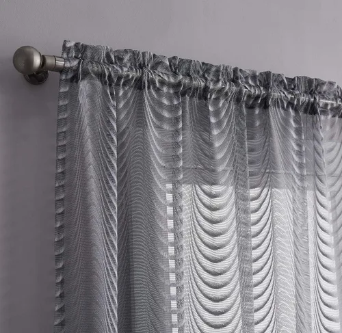 Vista 10 de Warm Home Designs Par de 2 niveles de cocina de color gris carbón de longitud estándar de 30 x 36 pulgadas con bolsillo para poste. Cortinas