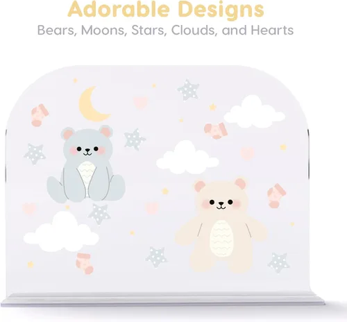 Vista 3 de Organizadores de armario de bebé, 4 divisores de ropa de bebé de acrílico transparente para armario con diseños de osos, lunas, estrellas, nube