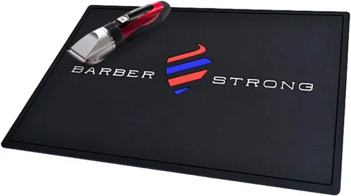 Vista 8 de Barber Strong Barber Shears and the Barber Cape - Funda para corte de pelo, negro, delantal de barbero regular en negro, tapete de barbero - negro
