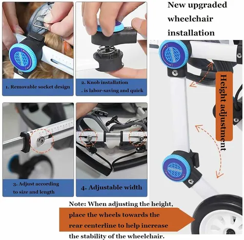 Vista 7 de Dog Wheelchair for Hind Legs - Adjustable Pet Cart with Wheels, Mobility Aid for Dogs, Support for Back Leg Weakness, Ideal for XX-Small Breeds