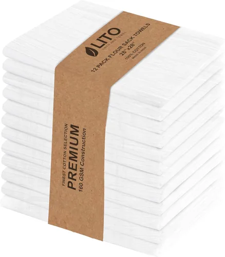 Vista 37 de Toallas de saco de harina Toalla de té para manualidades, plato de cocina, toalla de algodón en blanco para bordado, funda de lino para hornear