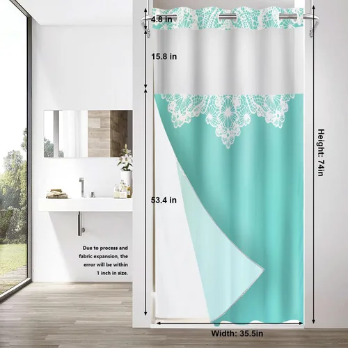 Vista 390 de Shrahala Father and Child Embracing No Hooks Shower Curtain with Snap in Liner Set, Tender Moment Captured Bathroom Décor Polyester Fiber Waterproof