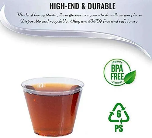Vista 5 de Kaya Vasos de fiesta transparentes de alta calidad, 5 onzas (paquete de 20 unidades), elegantes vasos de plástico, perfectos para fiestas, bodas