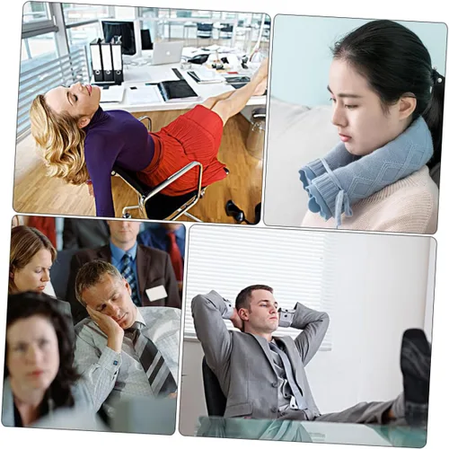 Vista 2 de Bolsa de agua caliente en forma de U con cubierta de punto extraíble de felpa suave y cálida para alivio de vértebra cervical para un ajuste cómodo