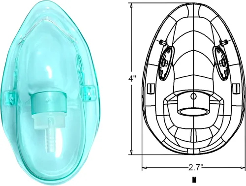 Vista 2 de Paquete de 4 máscaras pediátricas alargadas estándar de oxígeno con tubo de 6.6 pies y correa elástica ajustable, talla M