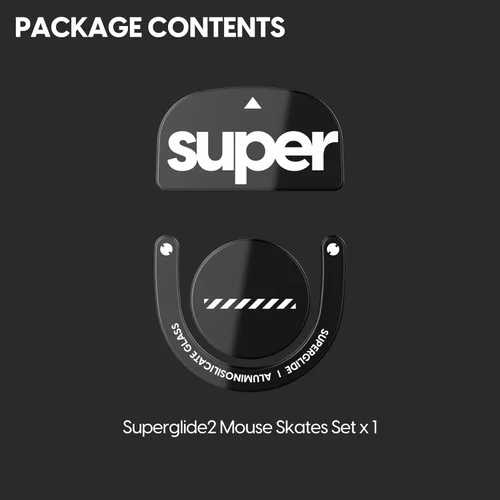 Vista 6 de Superglide - Patines de ratón de vidrio para Logitech G Pro X Superlight 2 (tipo C, negro) – deslizamiento suave pulido, pies de ratón duraderos