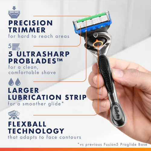 Vista 2 de Gillette Fusion ProGlide - Maquinilla de afeitar para hombres, mango + 4 recambios de cuchillas, regalos navideños para hombres