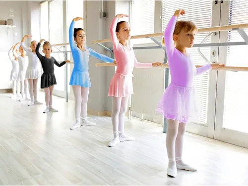 Vista 7 de DANSHOW Leotardo básico de manga larga para niñas con falda para bailar y bailar con tutú