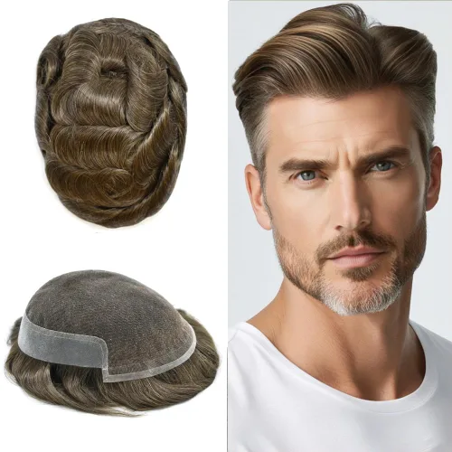 Vista 63 de Toupee - Sistema de cabello humano no quirúrgico para hombres Toupee indetectable de encaje para hombres, extensiones de cabello gris 100% cabello