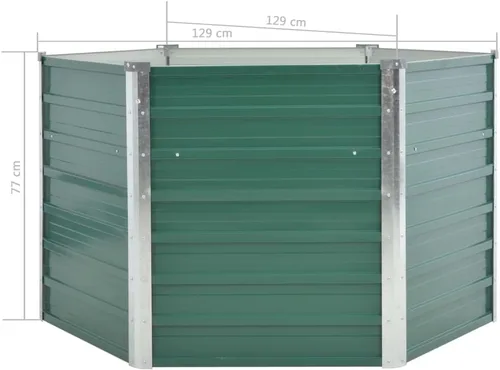 Vista 6 de Cama elevada de acero galvanizado de 50.8 x 50.8 x 31.3 pulgadas, color verde, cama de jardín elevada, macetas al aire libre para jardín de hierbas