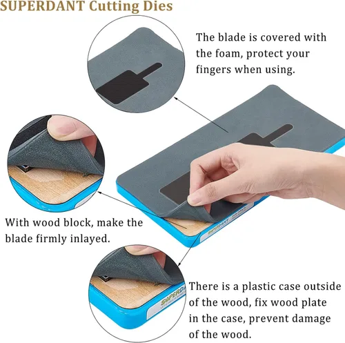 Vista 3 de SUPERDANT Llavero rectangular de corte de cuero, troquelado de madera, máquina de troquelado de adorno, llavero, molde de corte de tela, troqueles