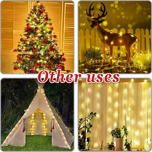 Vista 9 de Luces para sombrilla de patio, 8 modos de iluminación, 104 luces LED con control remoto, funciona con pilas, para restaurante, cafetería, jardín, al