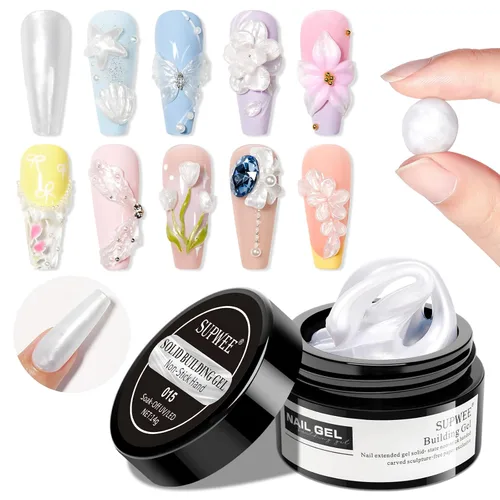 Vista 13 de Gel constructor sólido para extensión de arte de uñas 3D, gel antiadherente para escultura de manos, geles duros con doble forma de flor fortalecer