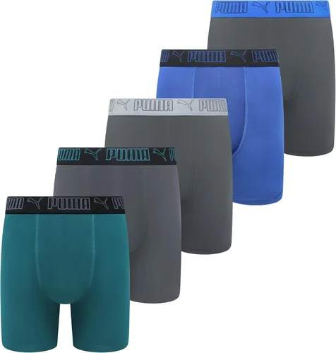 Vista 19 de PUMA Paquete de 5 calzoncillos tipo bóxer Performance para hombre Azul marino/rojo/negro