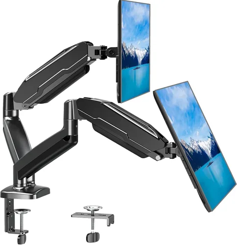 MOUNT PRO Soporte de monitor doble para pantalla de 13 a 32 pulgadas, soporte de monitor de altura ajustable para 2 monitores, brazo de pantalla de