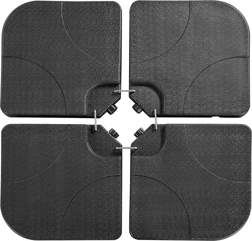 Yaheetech Base de sombrilla de 4 piezas para exteriores, soporte cuadrado en voladizo relleno de agua o arena para jardín, patio trasero y piscina,