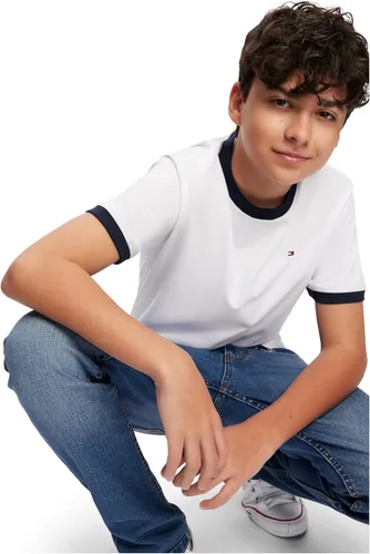 Vista 3 de Tommy Hilfiger Camiseta de manga corta con cuello redondo para niño, Blanco
