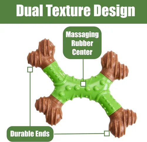 Vista 7 de SPOT Bam-Bones Dental X-Bone - Fabricado con fibra de bambú y un centro de goma masajeadora para mantener los dientes limpios, cuidado bucal