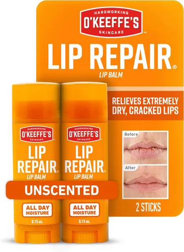 O'Keeffe's Bálsamo labial reparador sin aroma para labios secos y agrietados - Barra (paquete doble) - Hidratante para labios muy secos