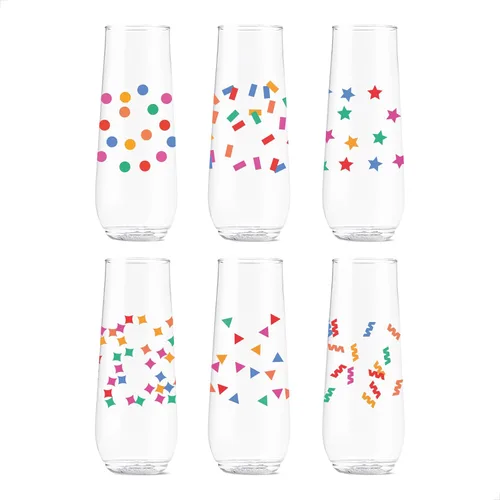 Vista 33 de TOSSWARE POP - Juego de 6 copas de champán con estampado de flauta de 9 onzas, de alta calidad, reciclables, irrompibles y de plástico transparente