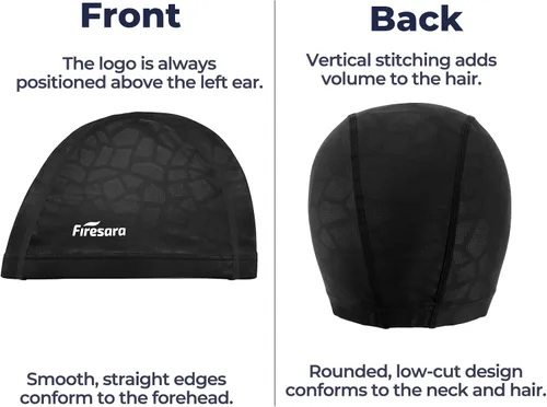 Vista 8 de Gorro de natación de tela Firesara, gorro de baño de alta elasticidad mantiene el cabello limpio y transpirable, se ajusta tanto al cabello largo