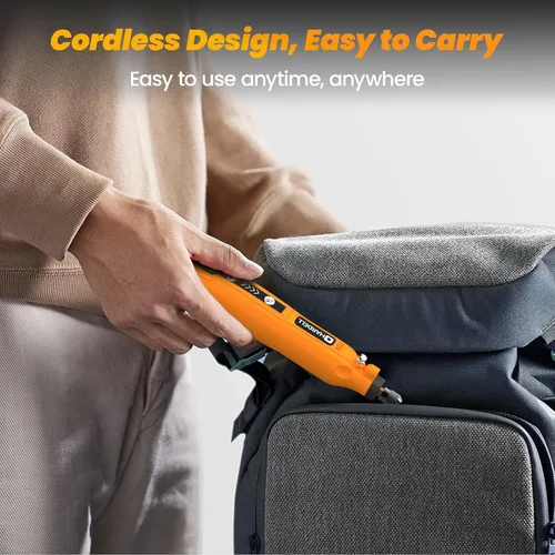 Vista 8 de HARDELL Mini herramienta rotativa inalámbrica y 230 accesorios de herramientas rotativas (naranja)