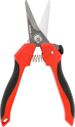 Vista 8 de ARES 32005-7 Tijeras multiusos de 1/2 pulgadas, cuchillas de acero inoxidable de alto carbono finamente dentadas, corta alambre, aislamiento, cable
