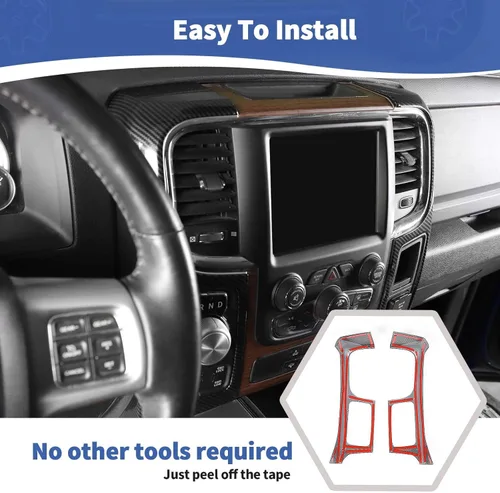 Vista 5 de RT-TCZ Para RAM Fibra de Carbono Consola Central Tablero Aire AC Ventilaciones Trim Cubierta para Dodge RAM 2012-2017 ABS Accesorios Interior 2 unids