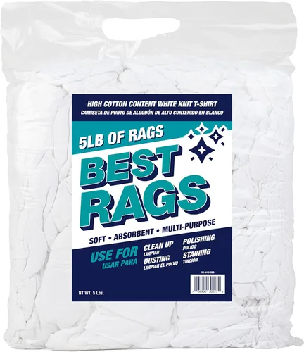 Arkwright Premium - Trapos para camisetas a granel, bolsa de 5 libras, toallas de limpieza de algodón, paños de limpieza de punto de baja pelusa