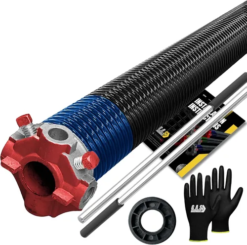 Vista 39 de Muelle de torsión para puerta de garaje de 192 x 2 x 24 pulgadas para el lado derecho de la puerta del garaje con barras de bobinado, buje de nailon