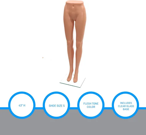 Vista 4 de SSWBasics Forma de pata de maniquí de plástico para mujer, altura 43 pulgadas, con base, plástico de medio cuerpo