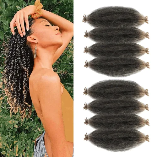 Vista 37 de 3 paquetes de cabello rizado afro elástico pre-separado de 12 pulgadas, rizos naturales pre-espumosos negros son perfectos para el cabello crochet