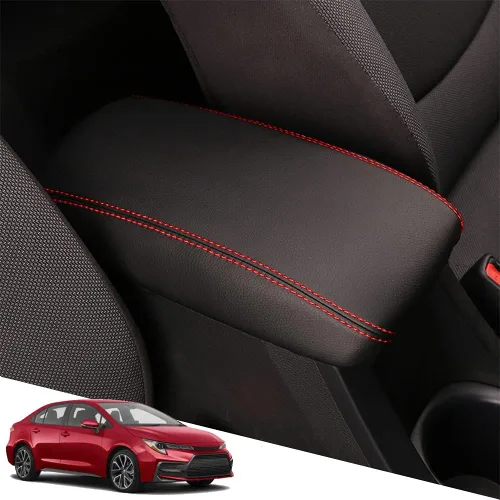 Vista 25 de Great-luck Funda de cuero para consola central con protector de reposabrazos y accesorios (costuras negras) para Nissan Rogue