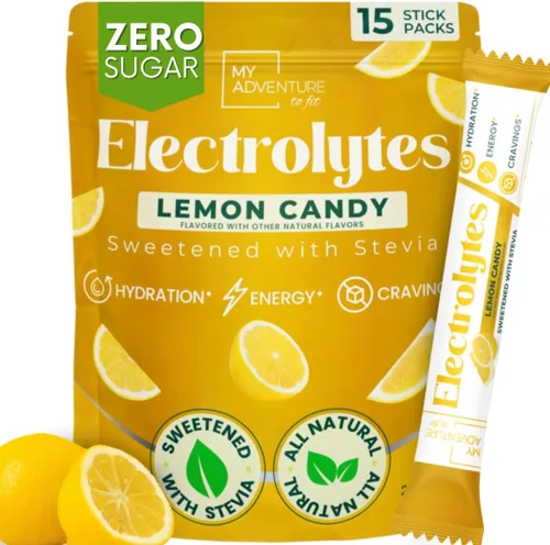 Vista 11 de Zero Sugar - Polvo de electrolitos de caramelo de limón - Hidratación refrescante - Energía sin cafeína con todos los ingredientes naturales