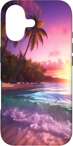 Vista 31 de Tropical Island Sunset Beach in Hawaii Case for iPhone 16