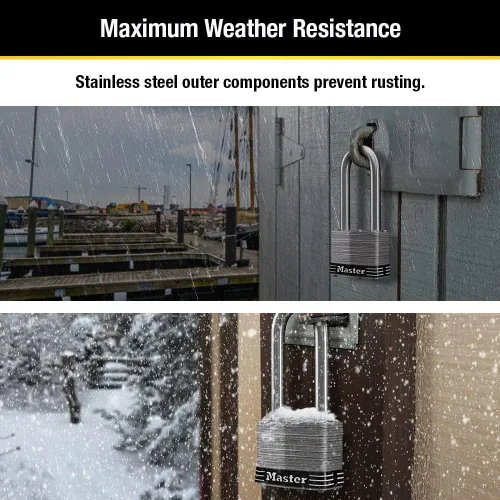 Vista 4 de Master Lock 5SSKADLJ - Candado de vaso de acero inoxidable laminado de 2 pulgadas (2.008 in) de ancho con grillete de 2-1/2 pulgadas (2.520 in)