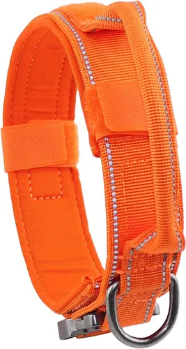 Vista 8 de Collar táctico para perro con hebilla de metal resistente y asa de control para entrenamiento de perros medianos y grandes (azul brillante, mediano)