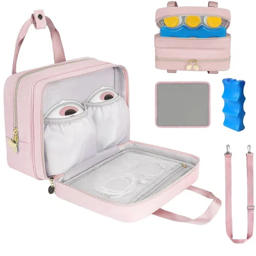 Vista 11 de Bolsa portátil para extractor de leche con compartimento refrigerador, compatible con Momcozy M5/S12 Pro, Elvie y Medela Pump con estilo, funda
