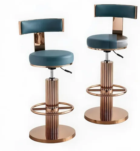 Vista 11 de FUNROLUX Gold Bar Stools, Adjustable Swivel Counter Height Barstools Black Negro