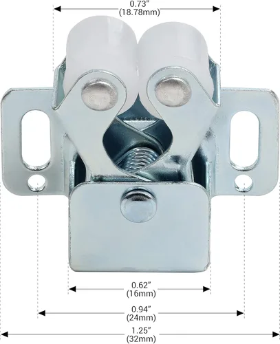 Vista 3 de Rok Hardware 1 Pack of Zinc Double Roller Catch with Prong for Cabinet Doors, RV Cabinet Latch, Camper Cabinets, Kitchen Cabinets, Dressers, ROKRLCZC