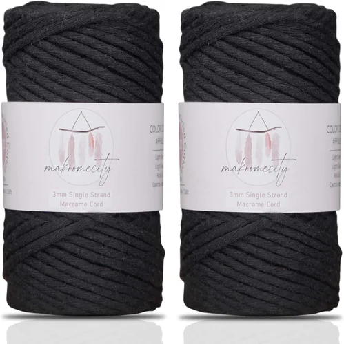 Vista 138 de Makromecity, Cordón de macramé de un solo hilo de 3 mm x 100 yardas (300 pies) de 3 mm de cordón de algodón azul bebé para arte y manualidades