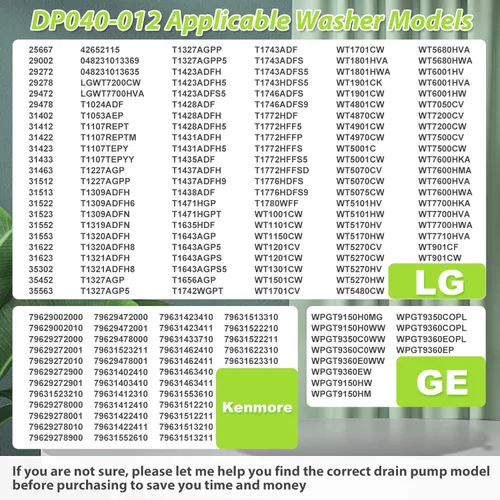 Vista 3 de DP040-012 4681EA1007A Bomba de drenaje (OEM) Compatible con LG, Bomba de drenaje para lavadora Kenmore, Reemplaza 5859EA1004F 5859EA1004P