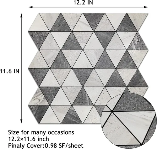 Vista 6 de KASARO Azulejos de protección contra salpicaduras para pared de cocina, mosaico, autoadhesivo, duradero, material polimérico, azulejos de metal, 10