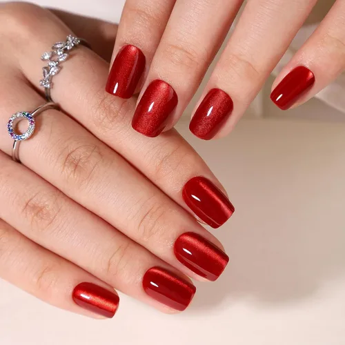 Vista 26 de Uñas postizas a presión de almendra, uñas postizas medianas con diseños de estampado francés de lámina dorada 3D, pegamento dorado Starlight en uñas