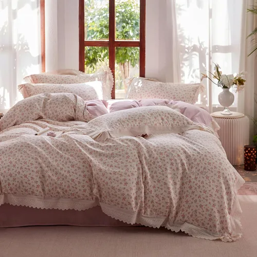 Vista 48 de HighBuy Funda de edredón floral de algodón, floral, coquette, fundas de edredón ligeras, suaves para niñas, juego de ropa de cama estilo jardín